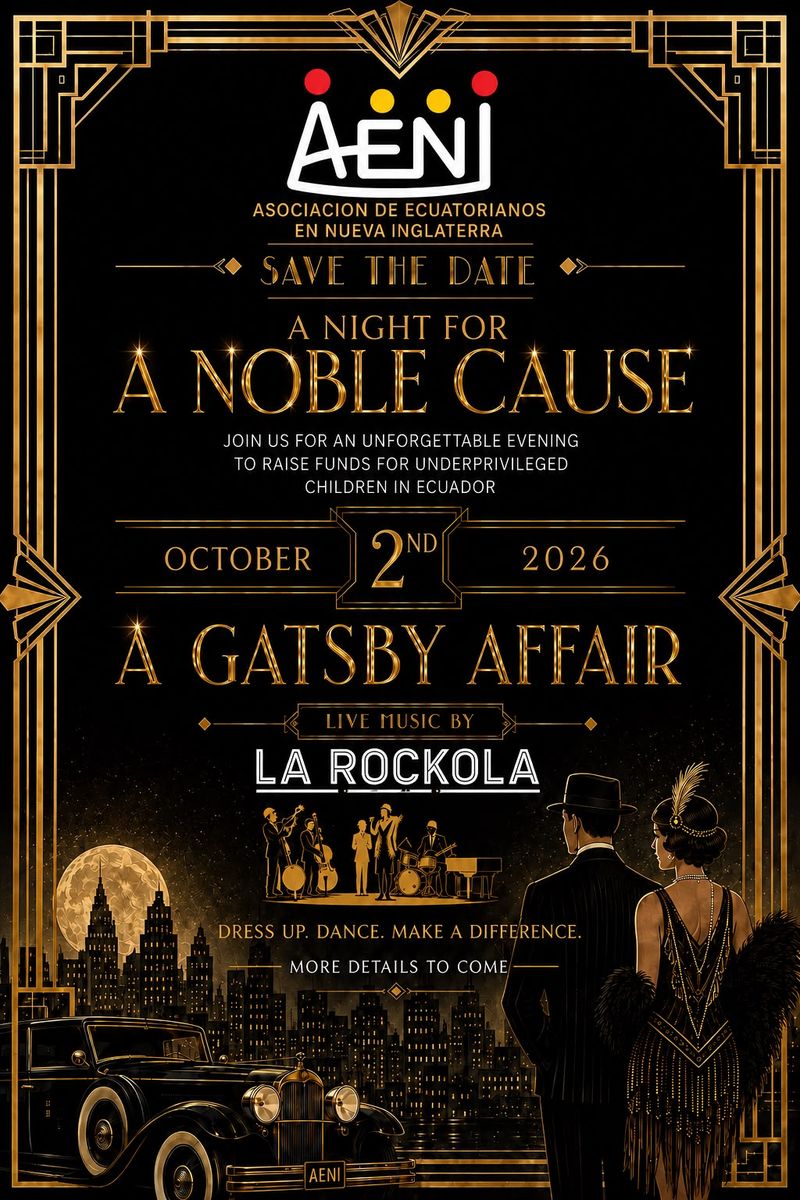 A Night for a Noble Cause: A Gatsby Affair — Friday, October 2, 2026, Woburn-Stoneham Lodge of Elks, live music by La Rockola